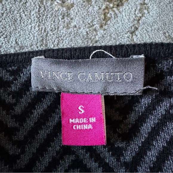 Vince Camuto Black & Grey Herringbone Open Cardigan – Size Medium - Picture 7 of 8